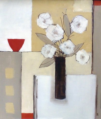 Rote Schale, weiße Blumen von Ana Bianchi