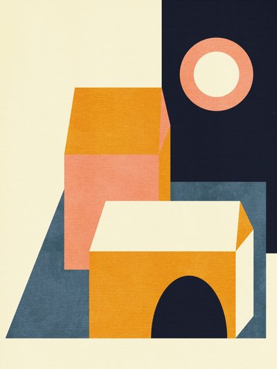 Regenbogen Plus Formen Blau Senf 11 von Ana Rut Bre