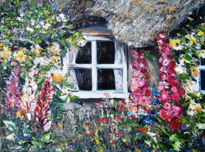 Garten am Fenster des Landhauses von Anda Bieza