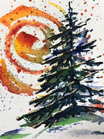 Goldener Winter-Evergreen von Anda Bieza