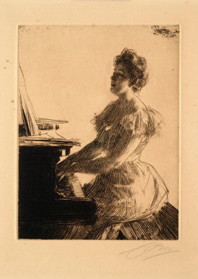 Am Klavier (Fräulein Anna Burnett) von Anders Leonard Zorn