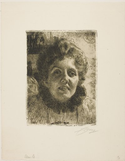 Aurore (Frau Aurore Klintberg, geborene Oxenstierna, Kopf) von Anders Zorn