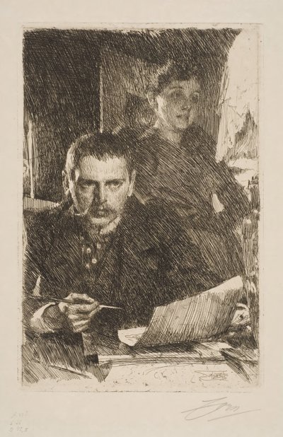 Selbstporträt mit Ehefrau Emma von Anders Zorn