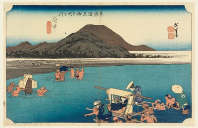 Fuchu, Abe-Fluss, in Die dreiundfünfzig Stationen der Tokaido-Straße von Ando Hiroshige