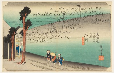 Futagawa Teahouse, in Die dreiundfünfzig Stationen der Tokaido-Straße (Tokaido Gojusan Tsugi-no Uchi) von Ando Hiroshige