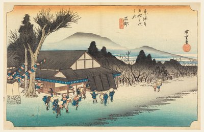 Ishibe (Megawa Sato), in Die dreiundfünfzig Stationen der Tokaido-Straße (Tokaido Gojusan Tsugi-no Uchi) von Ando Hiroshige
