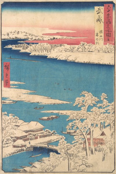 Morgen nach einem Schneefall, der Sumida-Fluss, Provinz Musashi, aus der Serie Ansichten von Ando Hiroshige