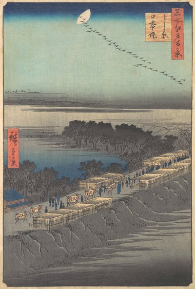 „Nihon-Damm in Yoshiwara“ aus der Serie Einhundert berühmte Ansichten von Edo, 1857 von Ando Hiroshige