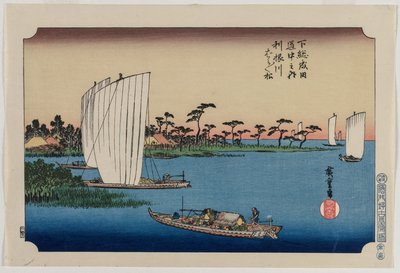 Verstreute Kiefern am Tone-Fluss..., veröffentlicht 1919 von Ando Hiroshige