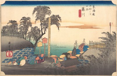 Station Achtunddreißig: Fujikawa, Szene an der Grenze, aus den Dreiundfünfzig Stationen, ca. 1833-34 von Ando Hiroshige