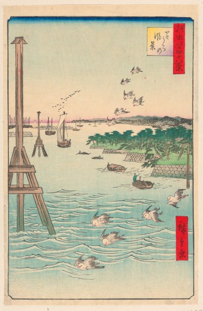 Blick auf die Shiba-Küste aus der Serie Hundert berühmte Ansichten von Edo von Ando Hiroshige