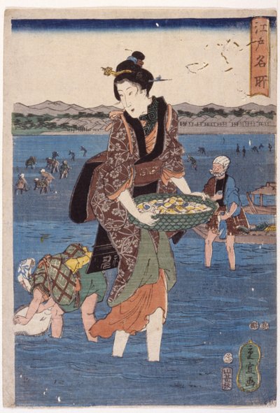 Große watende weibliche Figur von Ando or Utagawa Hiroshige