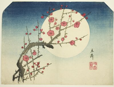Ein roter Pflaumenzweig gegen den Sommermond von Ando or Utagawa Hiroshige
