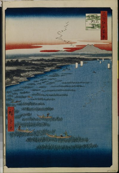 Hundert berühmte Ansichten von Edo: Minami Shinagawa und Samezu-Küste von Ando or Utagawa Hiroshige