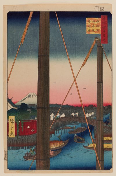 Inari-Brücke und Minato-Schrein, Teppozu von Ando or Utagawa Hiroshige