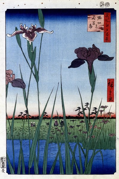 Wasseriris - Japanischer Druck von Utagawa Hiroshige. Hundert Ansichten von Edo von Ando or Utagawa Hiroshige