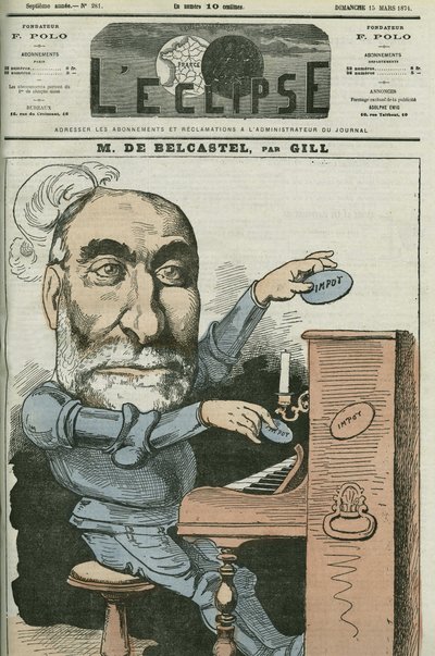 Karikatur von Gabriel de Belcastel (1821-1890), französischer Politiker. Titelblatt in "L