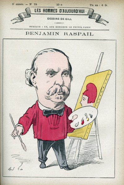 Porträt von Benjamin Raspail (1823-1899), einem französischen Maler und Politiker, er war der Urheber des Gesetzes, das den 14. Juli zum Nationalfeiertag machte. Karikatur von Gill, Paris. von Andre Gill