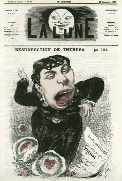 Porträt von Emma Valladon genannt Theresa (1837-1913), französische Operettensängerin. Karikatur von Gill, in „La Lune“, 15. Dezember von Andre Gill