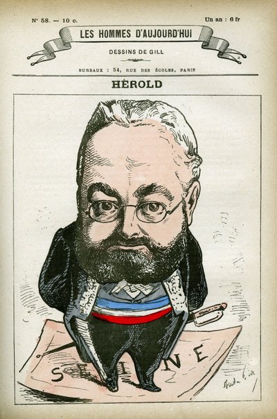 Porträt von Ferdinand Herold (1828-1882), französischer Politiker. Karikatur von Gill, Paris von Andre Gill