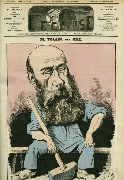 Porträt von Henri Louis Tolain (1828-1897), französischer Graveur und Politiker. Titelblatt in "L