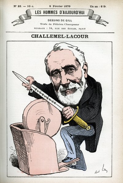 Porträt von Paul-Armand Challemel-Lacour (1827-1896), Politiker, Diplomat und Historiker der französischen Philosophie. Karikatur von Gill, in „Les Homme d