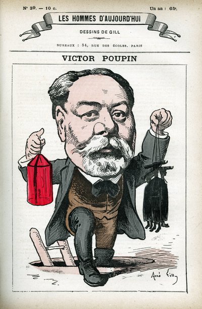 Porträt von Victor Poupin (1838-1906), französischer Politiker. Karikatur von Gill, in „Les Homme d