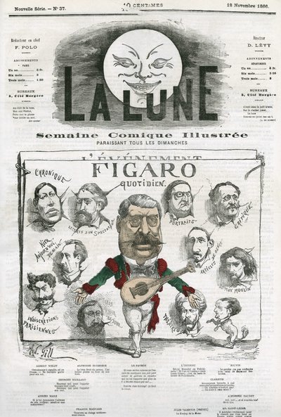 Porträt der Journalisten des „Figaro Quotidien“. Karikatur von Gill, in „The Moon“, 18. November von Andre Gill