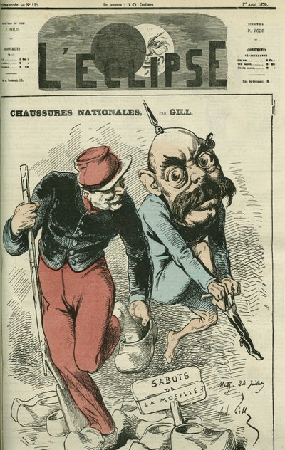 Schuhe Nationales, Otto von Bismarck (1815-1898) tauscht seine Stiefel gegen die Holzschuhe der Mosel. Cover in „L