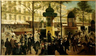 Skizze für ein Panorama des Boulevard Montmartre mit zeitgenössischen Pariser Persönlichkeiten von Andre Gill