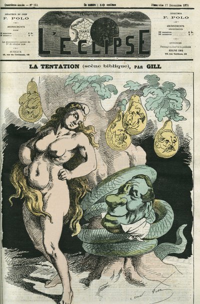 Die Versuchung, die Republik-Eva wird von der Orleans-Schlange versucht. Titelblatt in „L