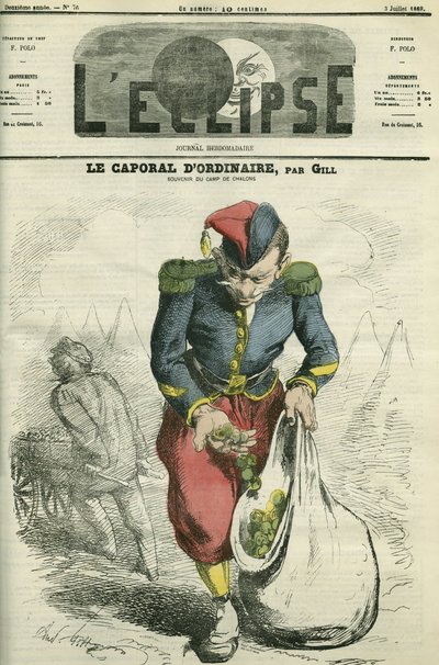 Der übliche Korporal, ein Soldat, der einen Garten im Lager von Chalons anlegt. Titelblatt in „L