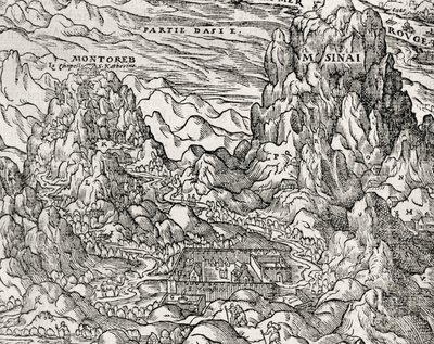 Gebirgsregion des Sinai, Stich von Andre Thevet, Paris, Frankreich von Andre Thevet
