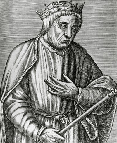 Porträt von Kasimir III., König von Polen, genannt der Große (1310-1370), Gravur aus Les Vrais pourtraits et Vies des Hommes illustres von Andre Thevet