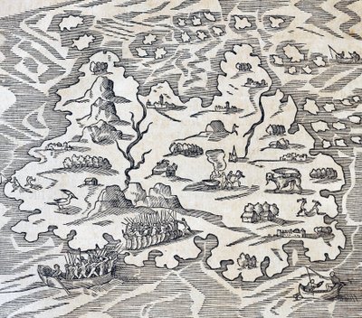 Trinity Island, Gravur aus der Universal Cosmology, von Andre Thevet, Paris von Andre Thevet