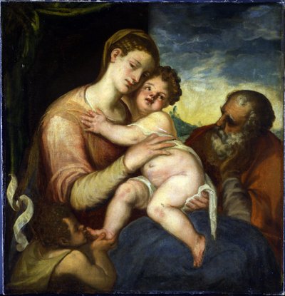 Die Heilige Familie mit Johannes dem Täufer von Andrea Schiavone