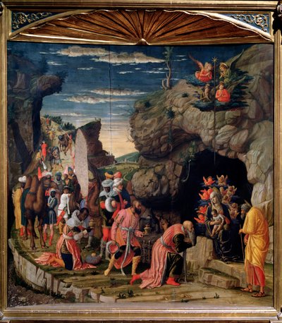 Anbetung der Könige - Zentrales Panel, ca. 1462 von Andrea Mantegna