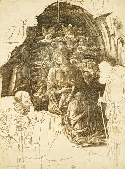 Studie zur Anbetung der Könige von Andrea Mantegna