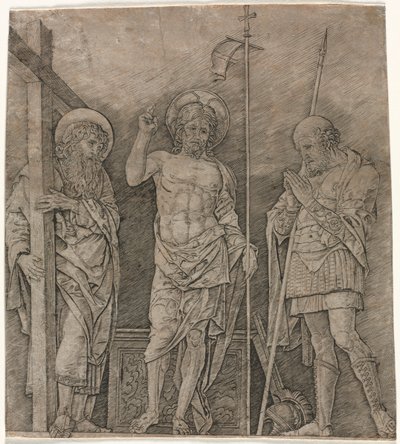 Der auferstandene Christus zwischen St. Andreas und Longinus, frühe 1470er Jahre von Andrea Mantegna