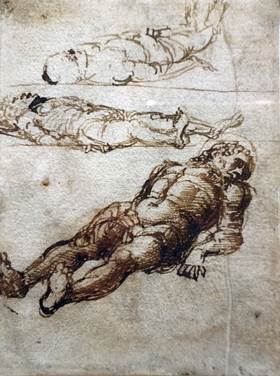 Drei Studien für den toten Christus von Andrea Mantegna