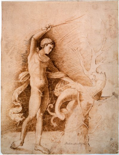Junger Mann kämpft gegen den Drachen, spätes 15. Jahrhundert von Andrea Mantegna