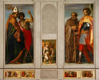 Altarbild mit den vier Heiligen: der Erzengel, Michael, Johannes Gualberto, Bernhard und Johannes der Täufer von Andrea del Sarto