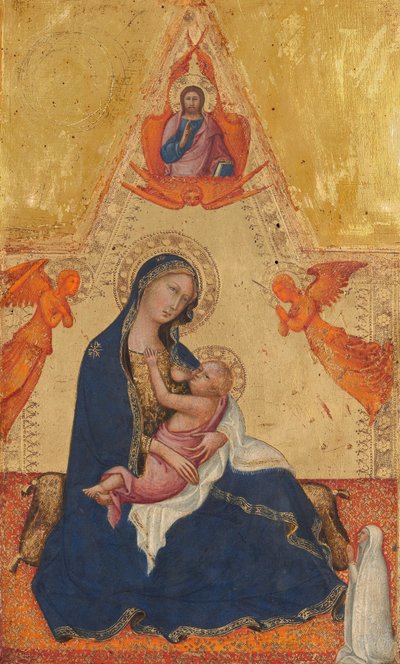 Madonna der Demut, Der segnende Christus, Zwei Engel und ein Stifter [Vorderseite], ca. 1380-1390 von Andrea di Bartolo