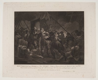 König Christian IV. auf dem Schiff Trefoldigheden in der Seeschlacht bei Femern von Andreas Flint