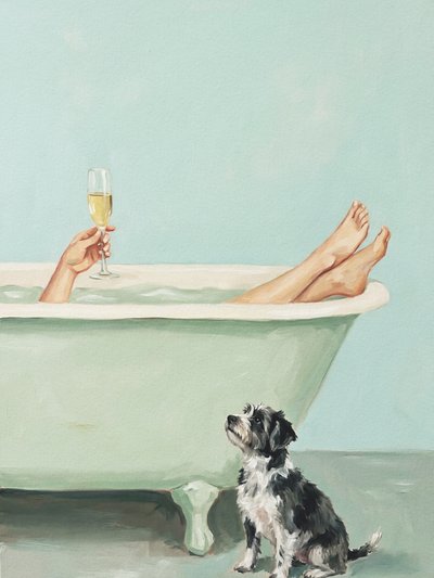 Badezeit Champagner Hund von Andreas Magnusson
