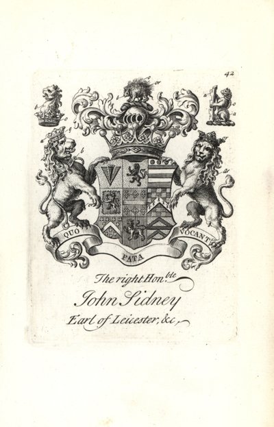 Wappen und Wappenschild des ehrenwerten Jocelyn Sidney, 7. Earl of Leicester von Andrew Johnston