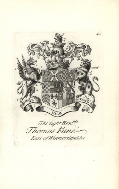 Wappen und Kamm des ehrenwerten Thomas Fane, 8. Earl of Westmoreland von Andrew Johnston