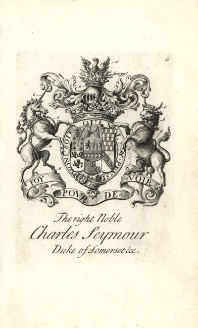 Wappen und Kamm des hochadligen Charles Seymour, 6. Herzog von Somerset von Andrew Johnston