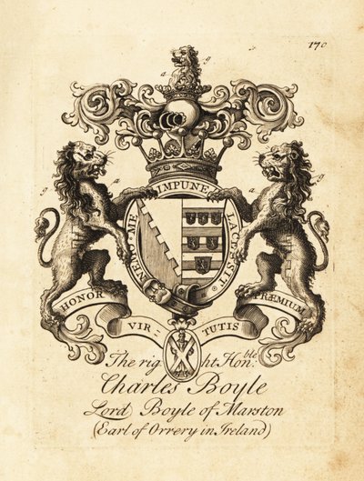 Wappen des Hochwohlgeborenen Charles Boyle, Lord Boyle of Marston, 4. Earl of Orrery in Irland von Andrew Johnston