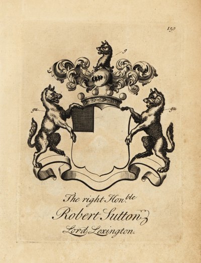 Wappen des Hochwohlgeborenen Robert Sutton, Lord Lexington, 2. Baron Lexington (1662-1723) von Andrew Johnston